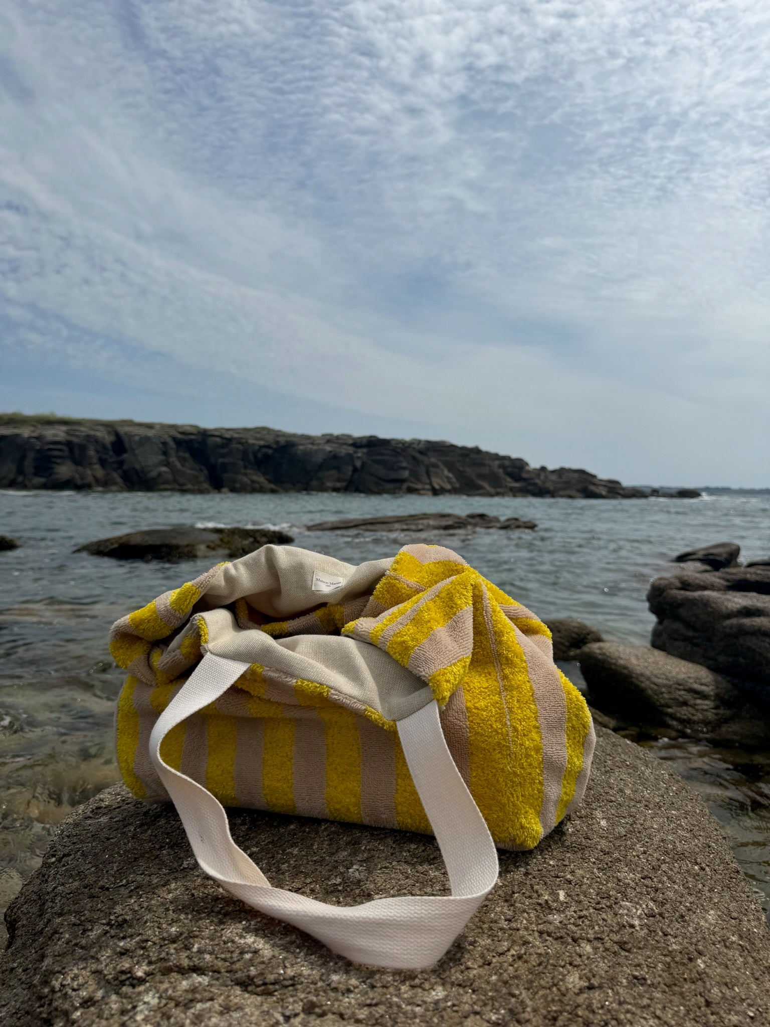 Sac de plage en éponge - Rayure Jaune Citron