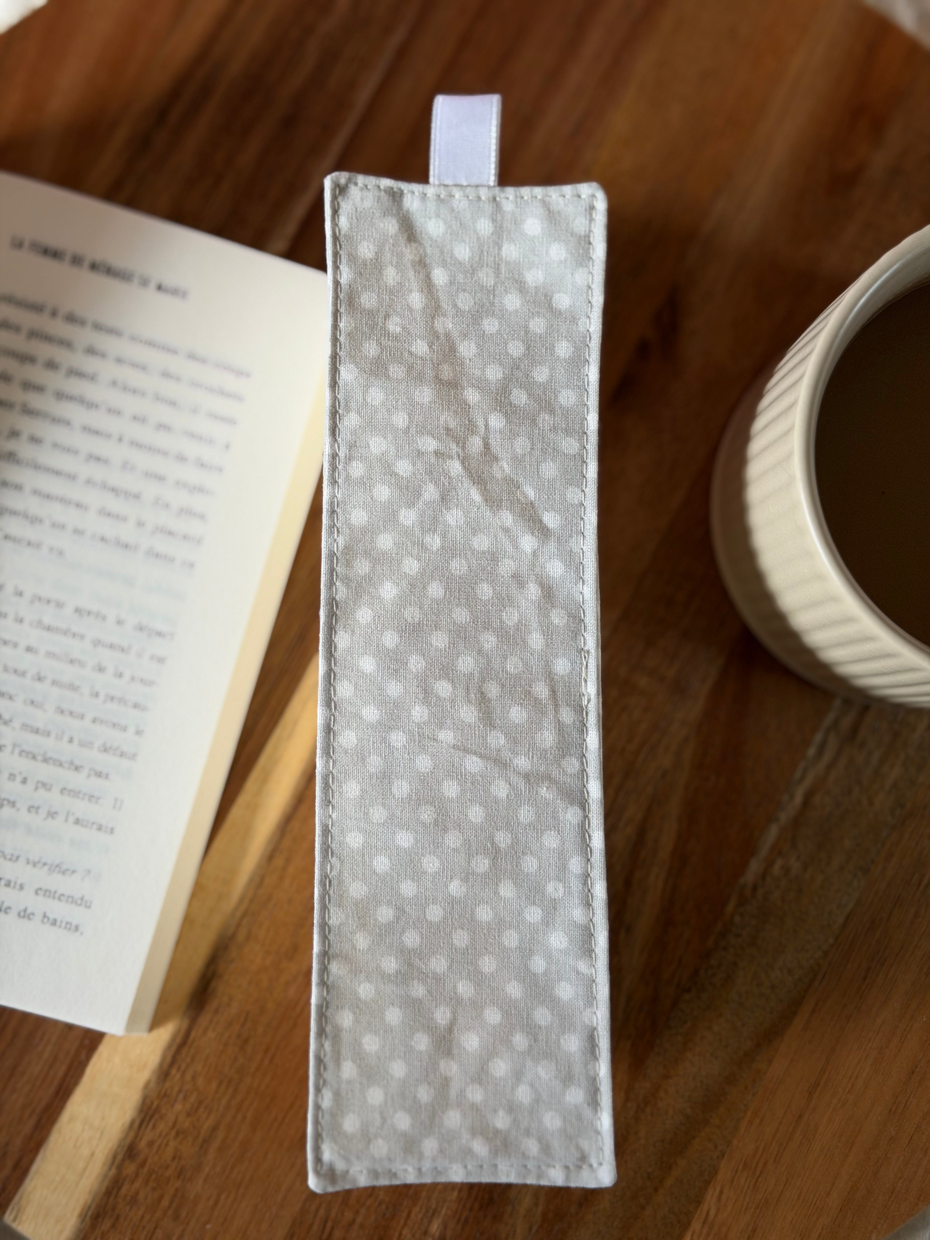 Marque-page - Gris à pois blanc