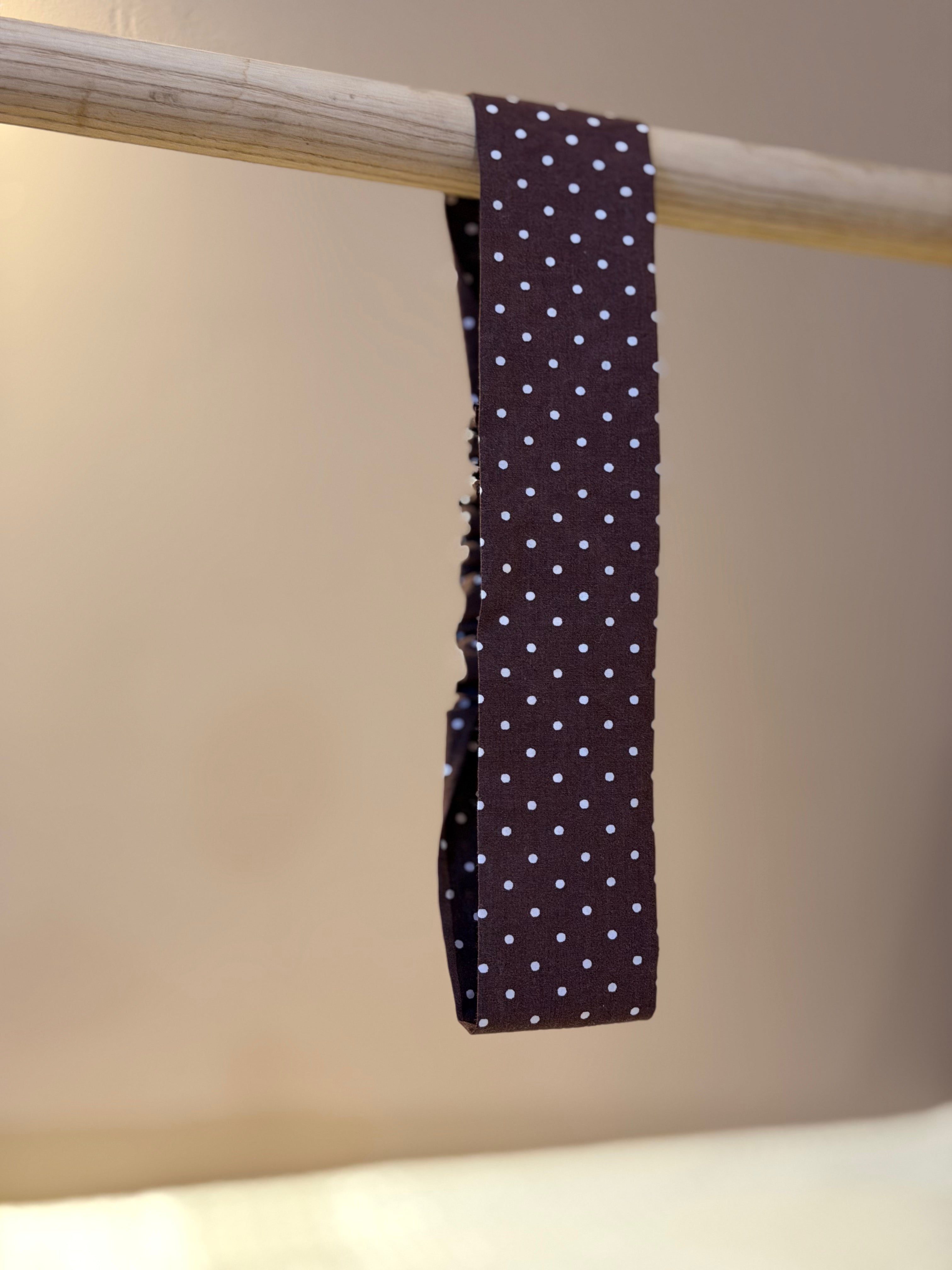Bandeau marron à pois blanc