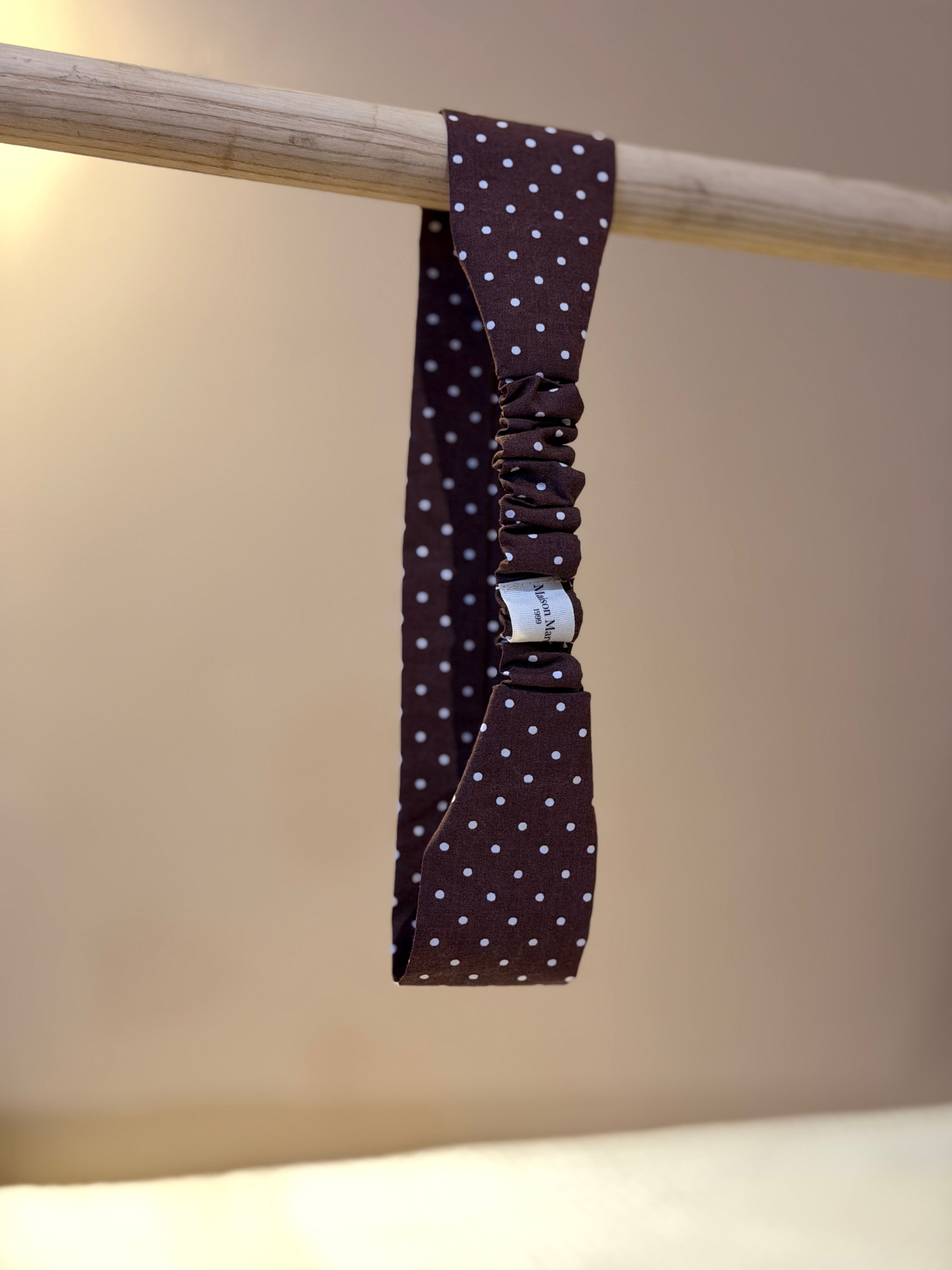 Bandeau marron à pois blanc