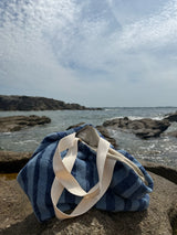 Sac de plage en éponge - Rayure Bleu Océan