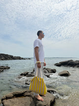 Sac de plage en éponge - Rayure Jaune Citron