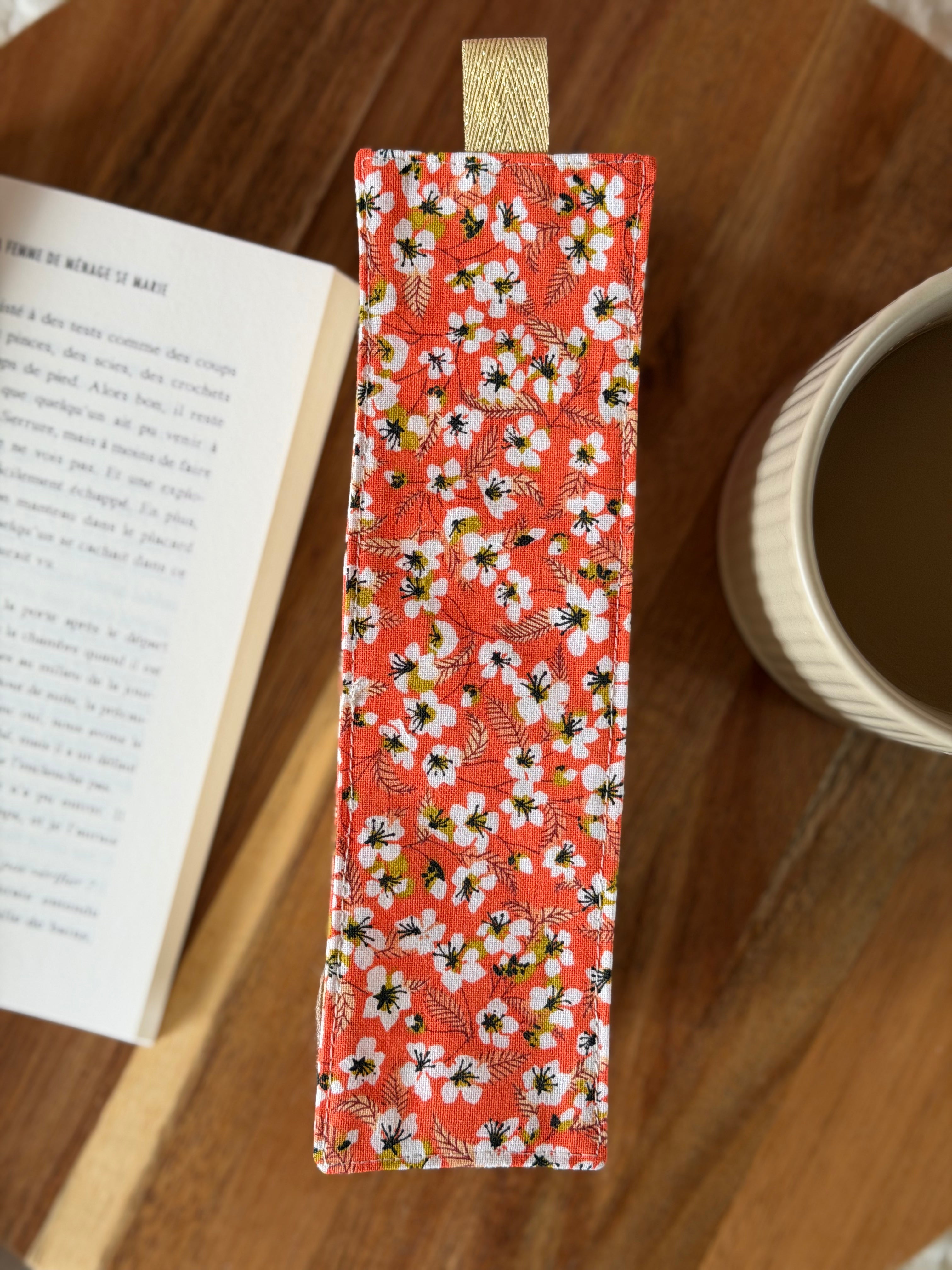 Marque-page - Orange fleuri