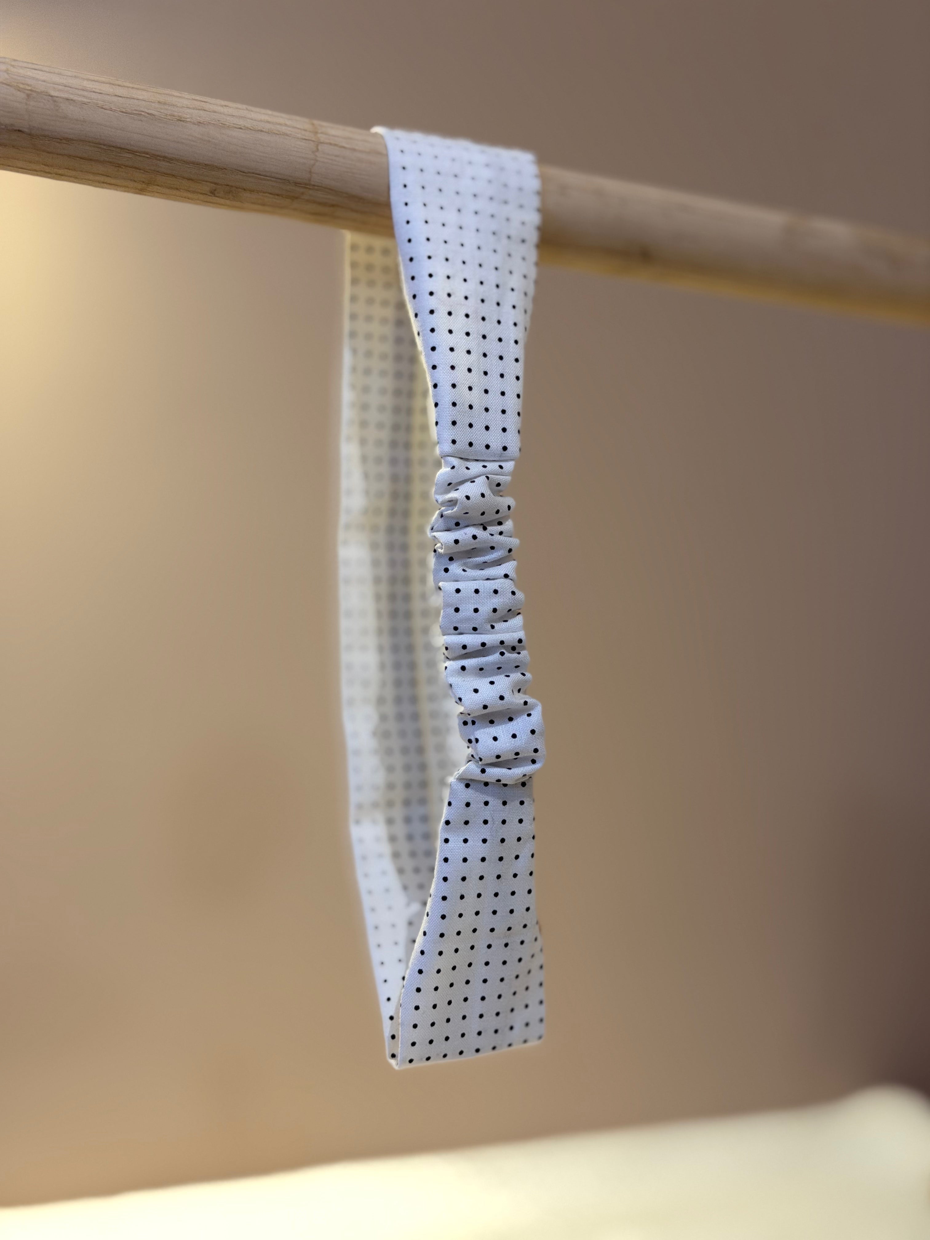 Bandeau blanc à pois noir
