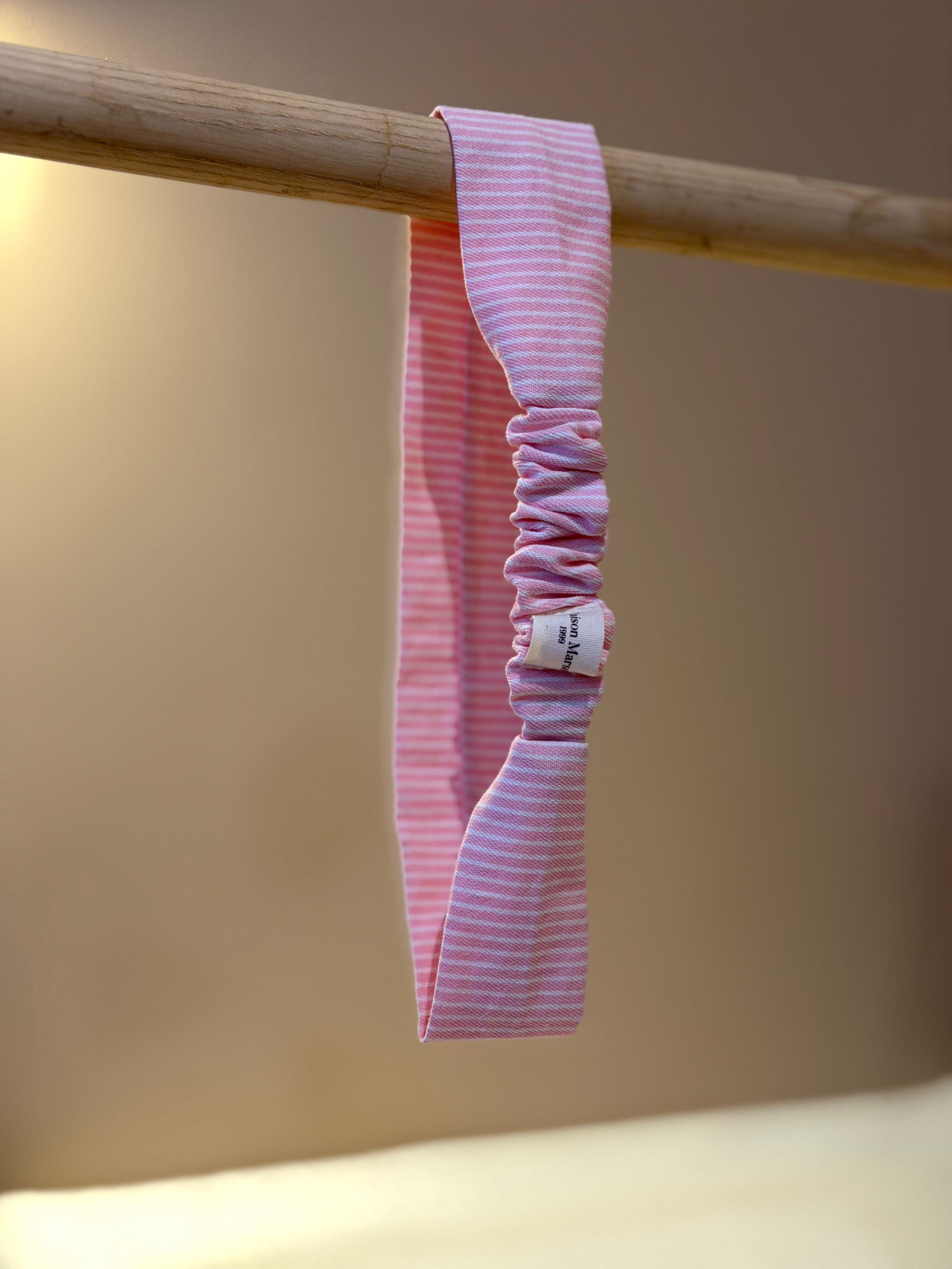 Bandeau à rayure rose et blanche